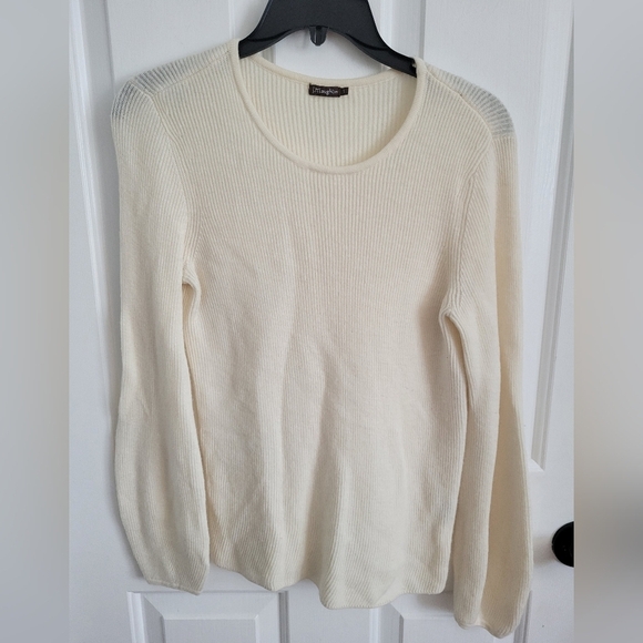 J. McLaughlin Women's Beige 100% Merino Wool Long Sleeve Scoop Neck Sweater Sz S - Picture 1 of 4